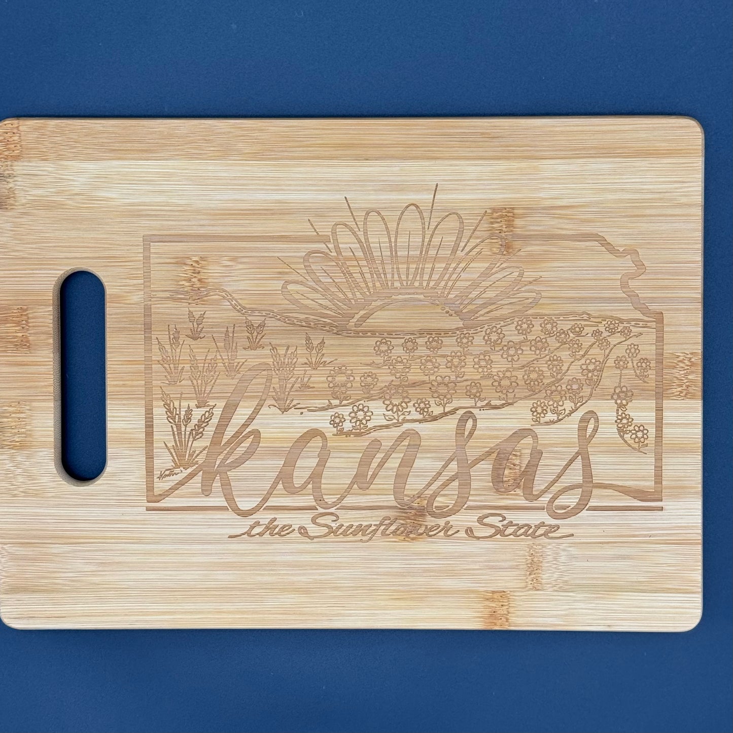 Kansas-the Sunflower State Bamboo Cutting board