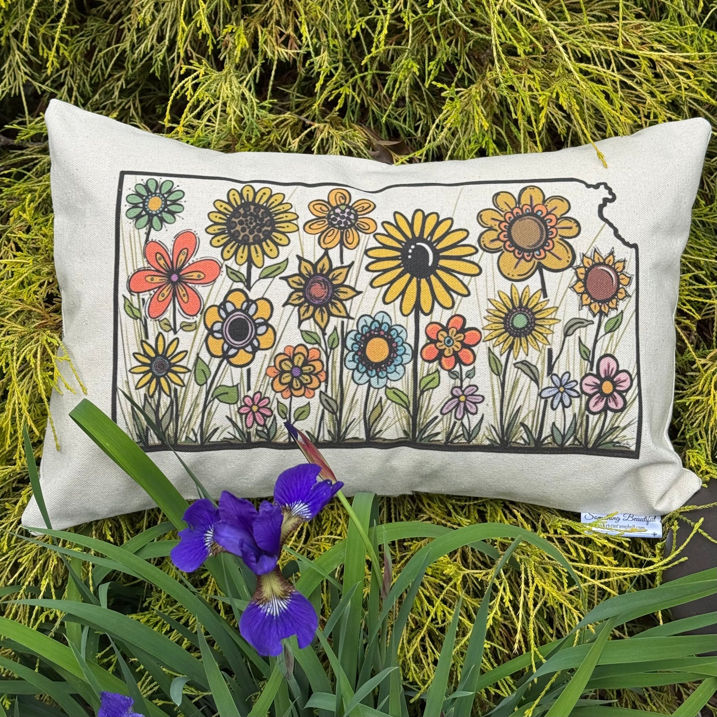 Kansas Whimsical Sunflower pillow
