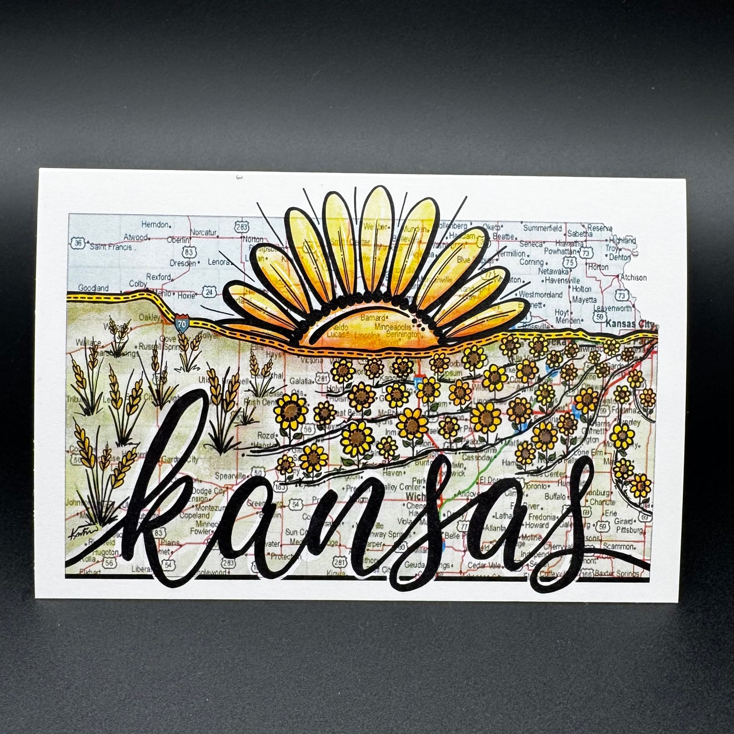 Kansas I70 Horizon Sunset Greeting Card Set