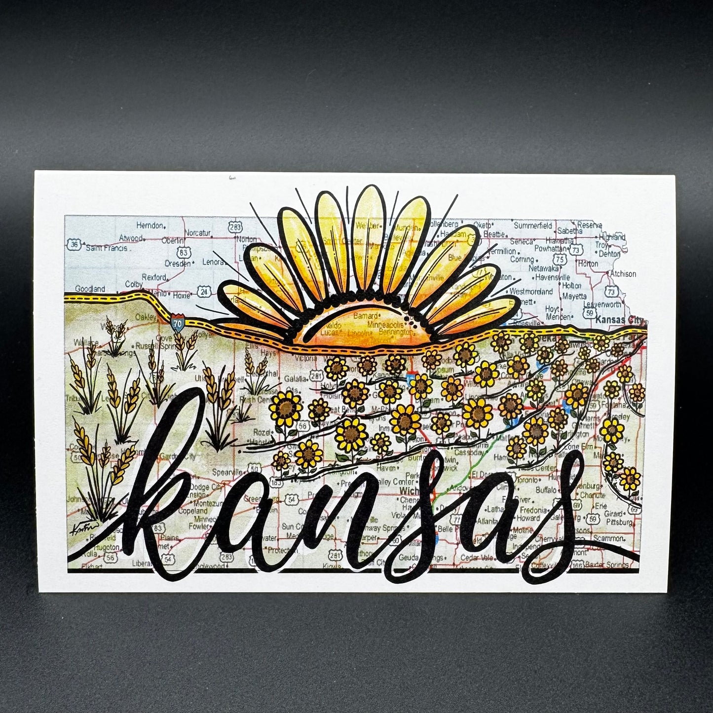 Kansas I70 Horizon Sunset Greeting Card Set