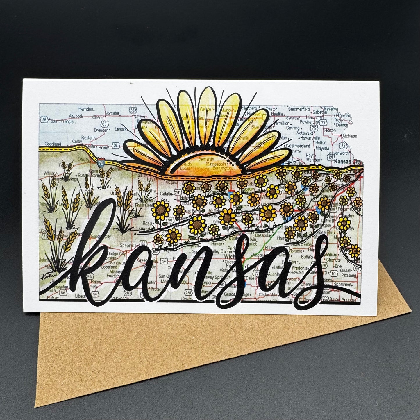Kansas I70 Horizon Sunset Greeting Card Set