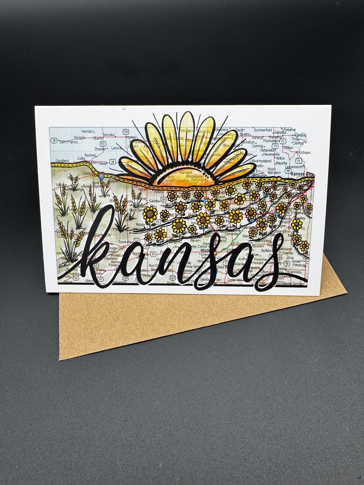 Kansas I70 Horizon Sunset Greeting Card Set