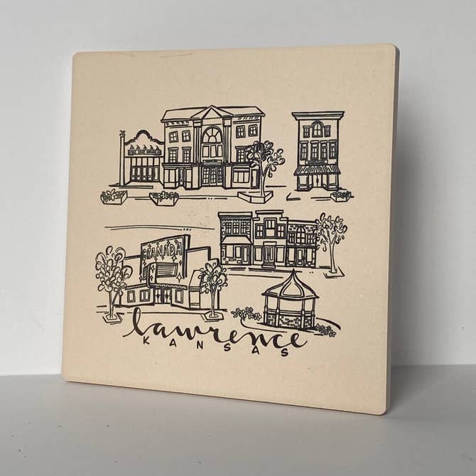 Sites of Lawrence Sketch Stone Coaster