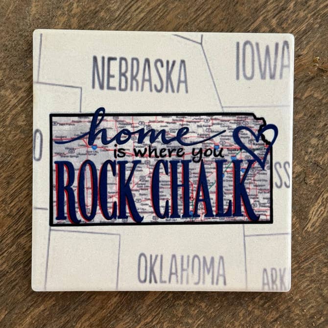 Rock Chalk- State Map Stone Coaster