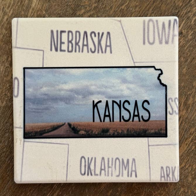 Kansas Plains- State Map Stone Coaster