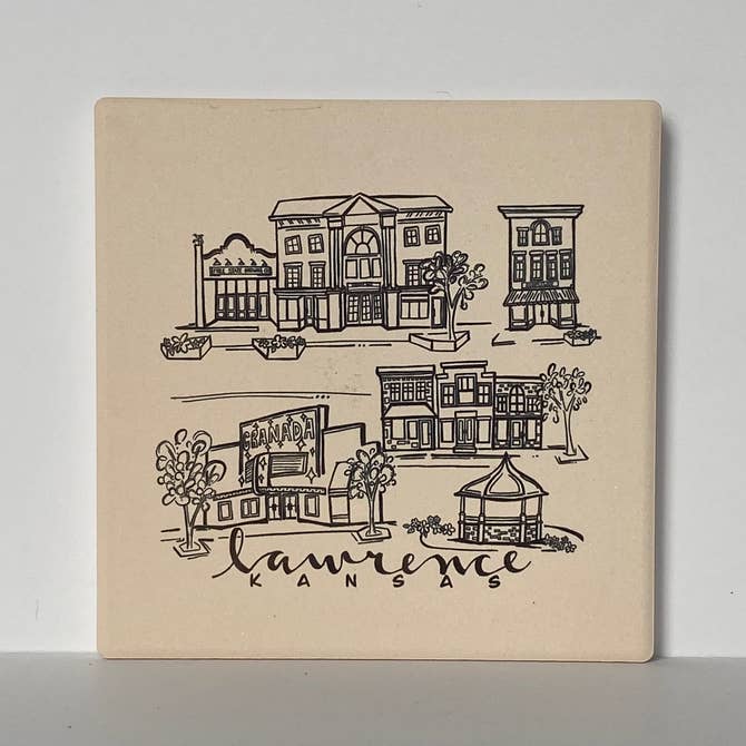 Sites of Lawrence Sketch Stone Coaster