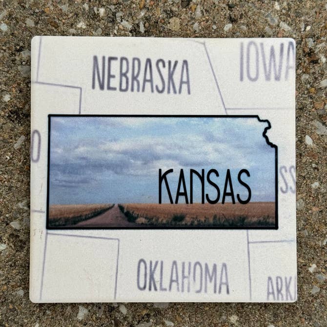 Kansas Plains- State Map Stone Coaster