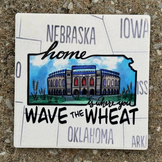 KU Football- State Map Stone Coaster