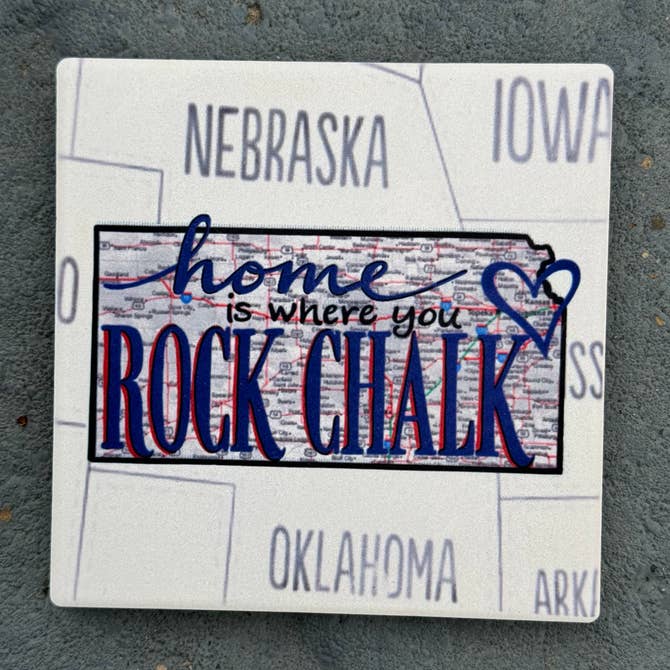 Rock Chalk- State Map Stone Coaster