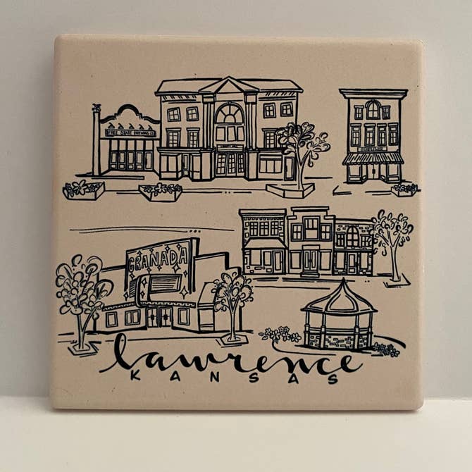 Sites of Lawrence Sketch Stone Coaster