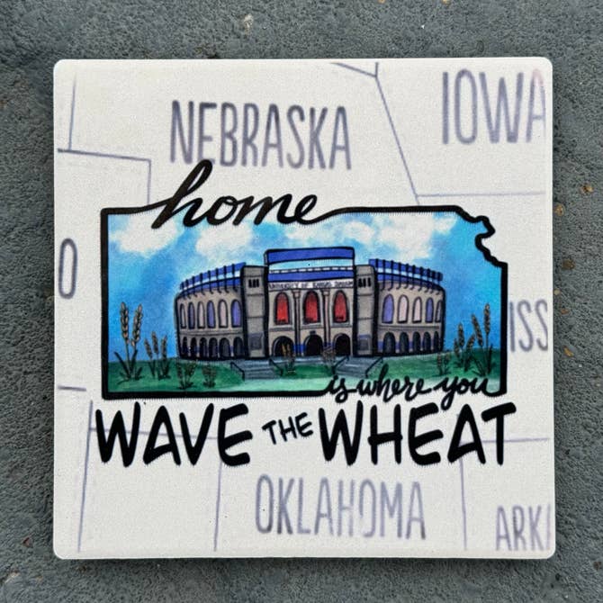 KU Football- State Map Stone Coaster