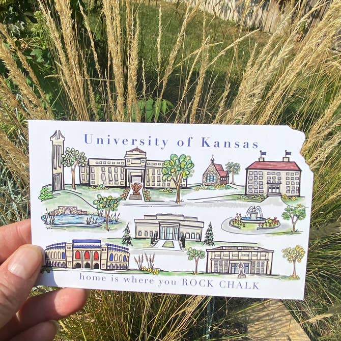 University of Kansas Watercolor Postcard