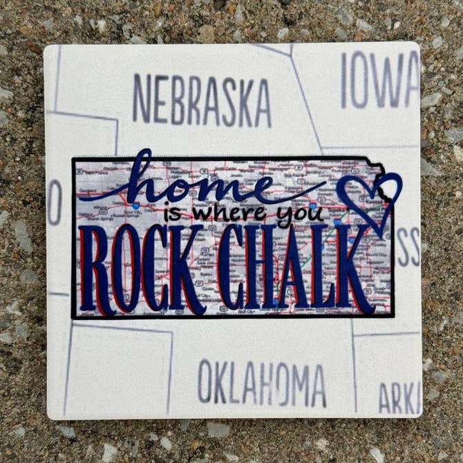 Rock Chalk- State Map Stone Coaster