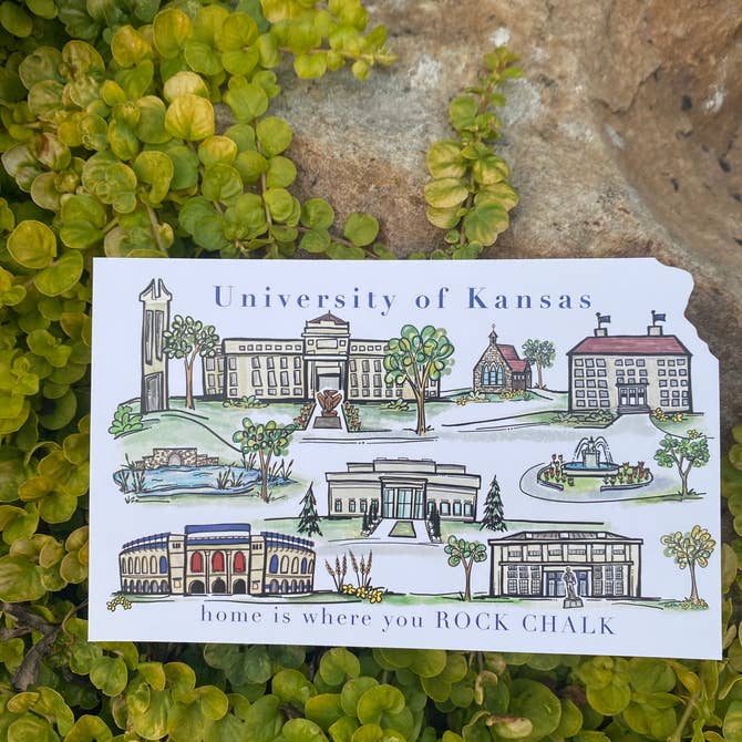 University of Kansas Watercolor Postcard