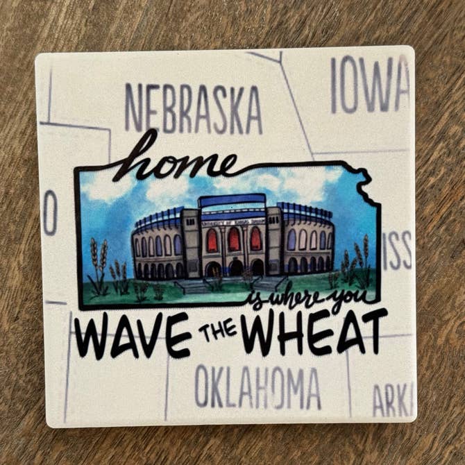 KU Football- State Map Stone Coaster