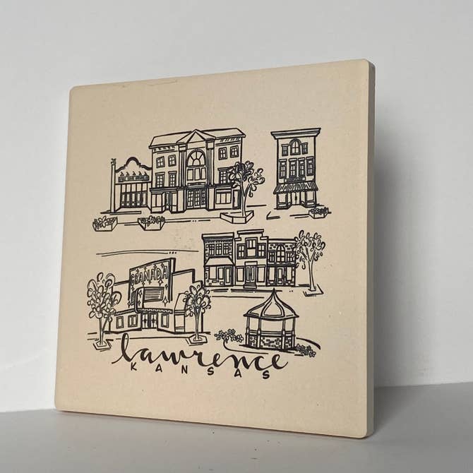 Sites of Lawrence Sketch Stone Coaster