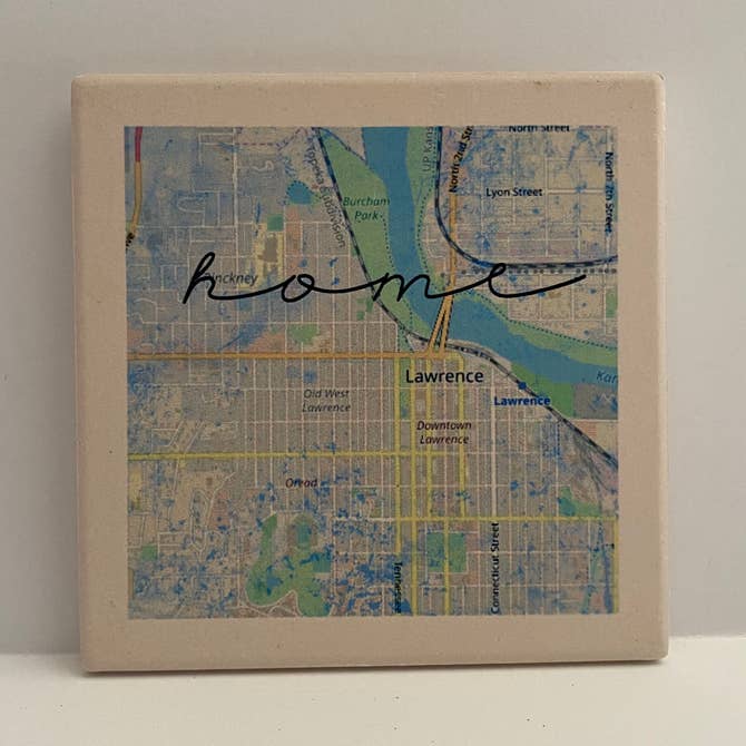 Lawrence Home Map Stone Coaster