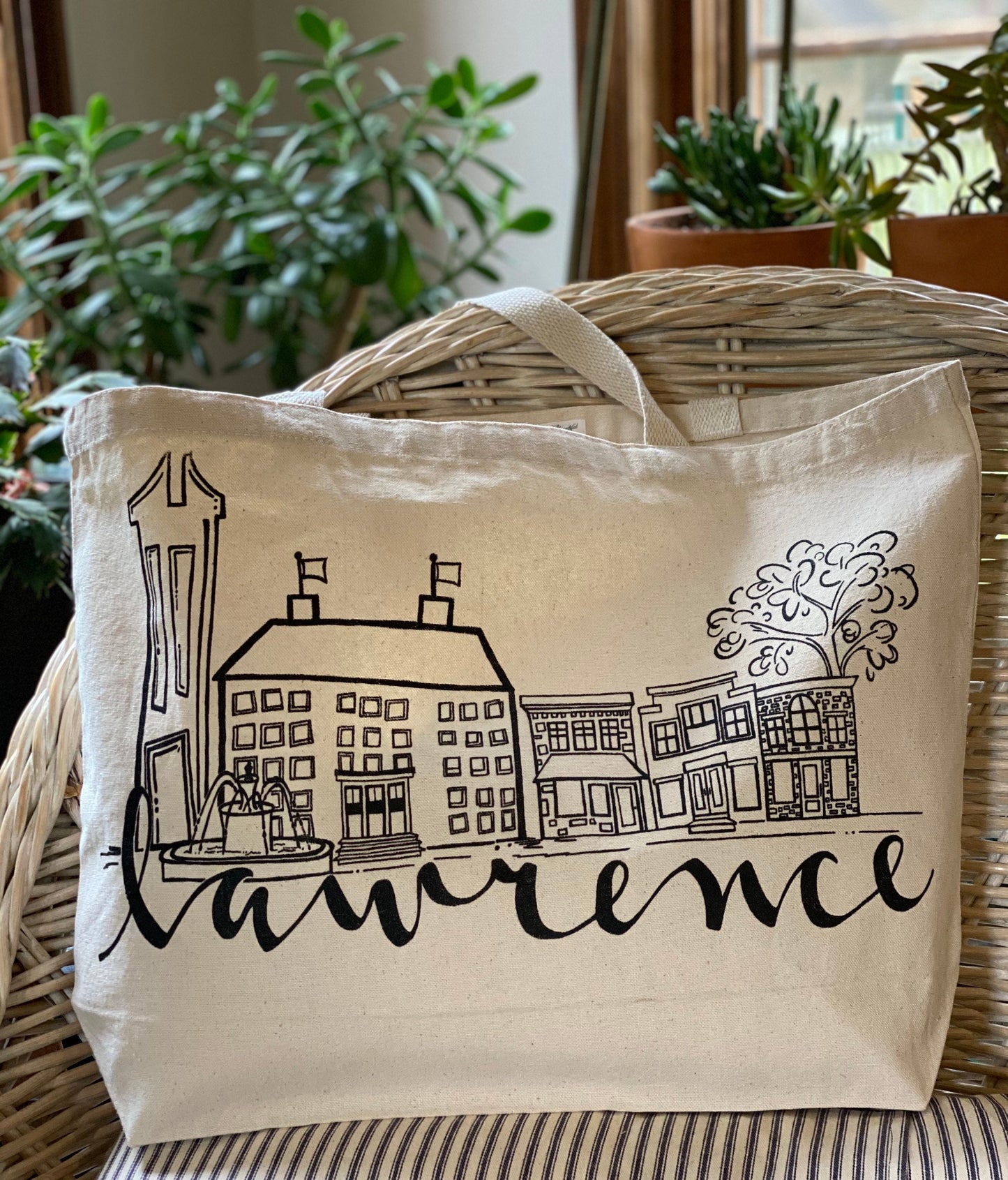 Lawrence Skyline canvas tote bag