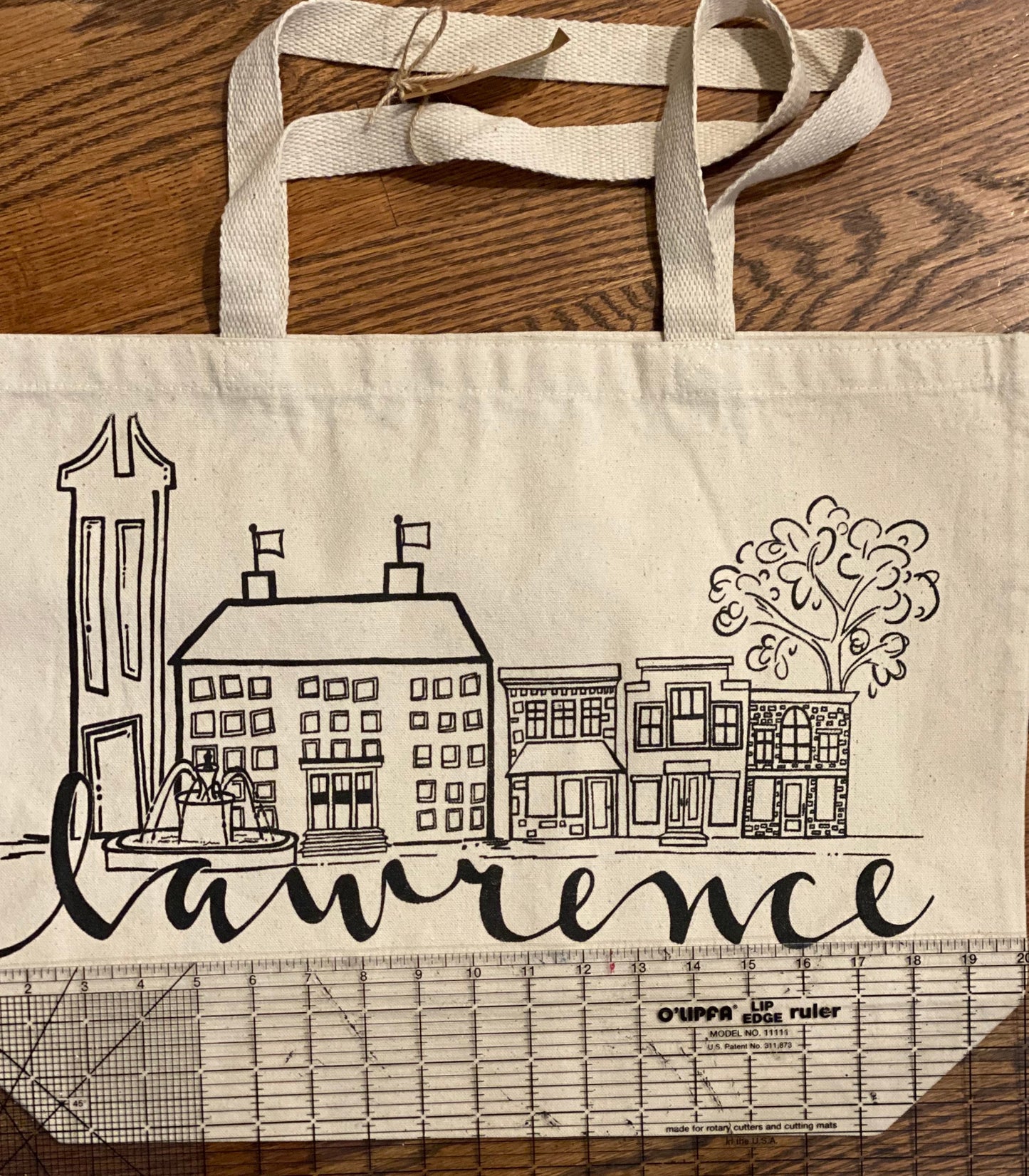 Lawrence Skyline canvas tote bag