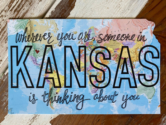 World Map-"Someone in Kansas is Thinking of You" Postcard