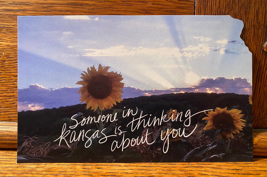 "Someone in Kansas is Thinking About You" Kansas Sunset postcard