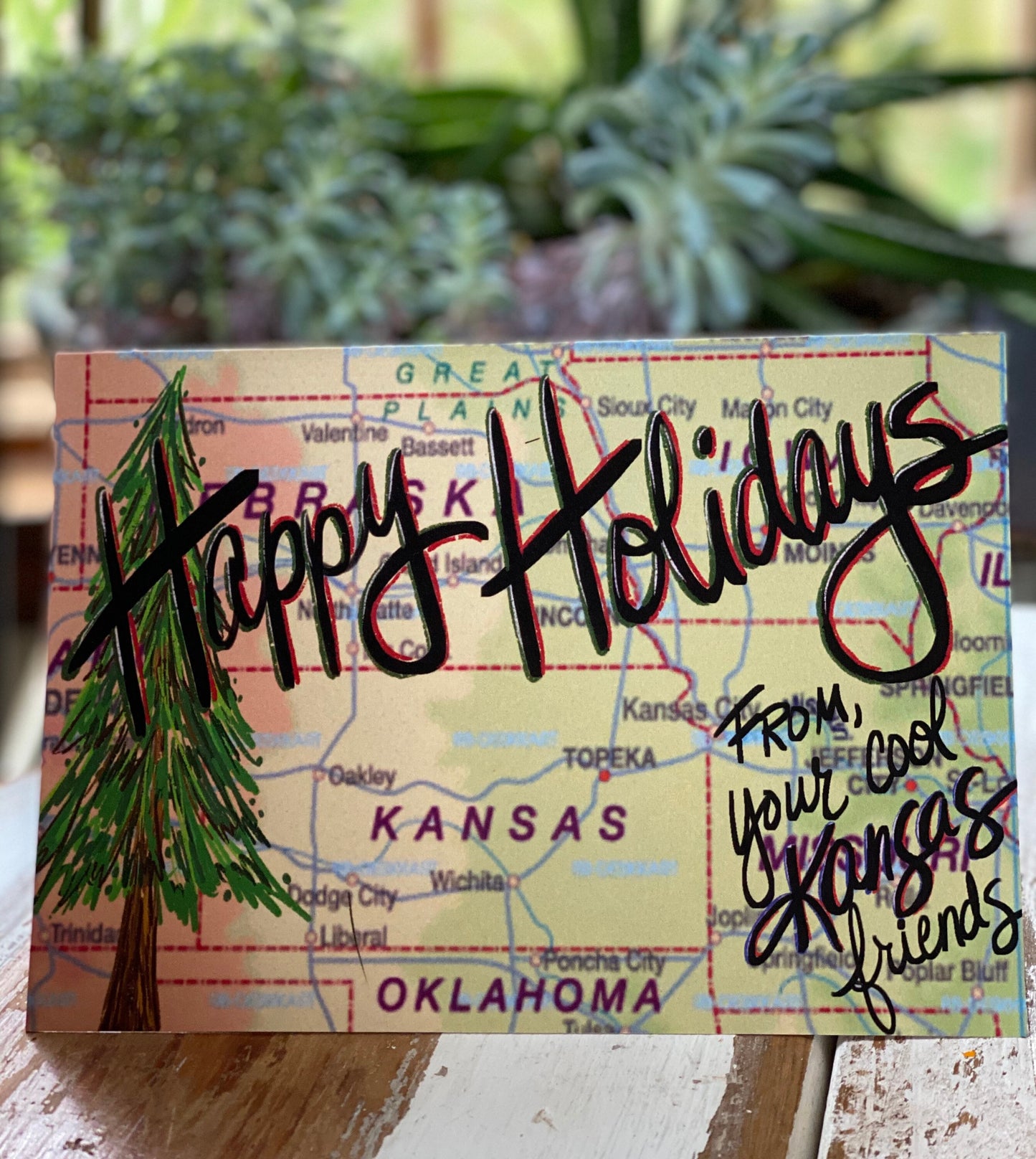 "Happy Holidays from your Cool Kansas Friends" greeting card