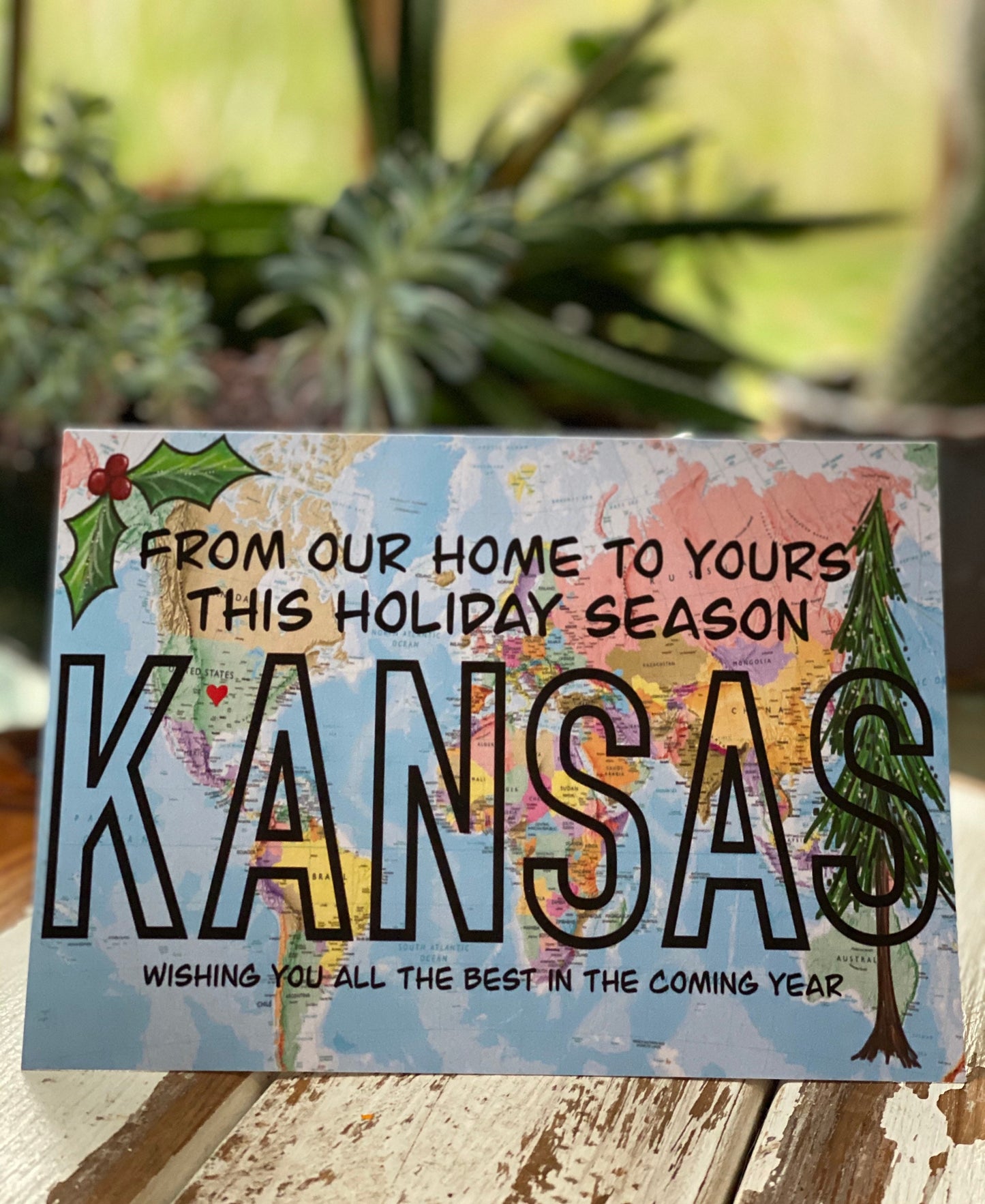 World Map Holiday Card from KANSAS