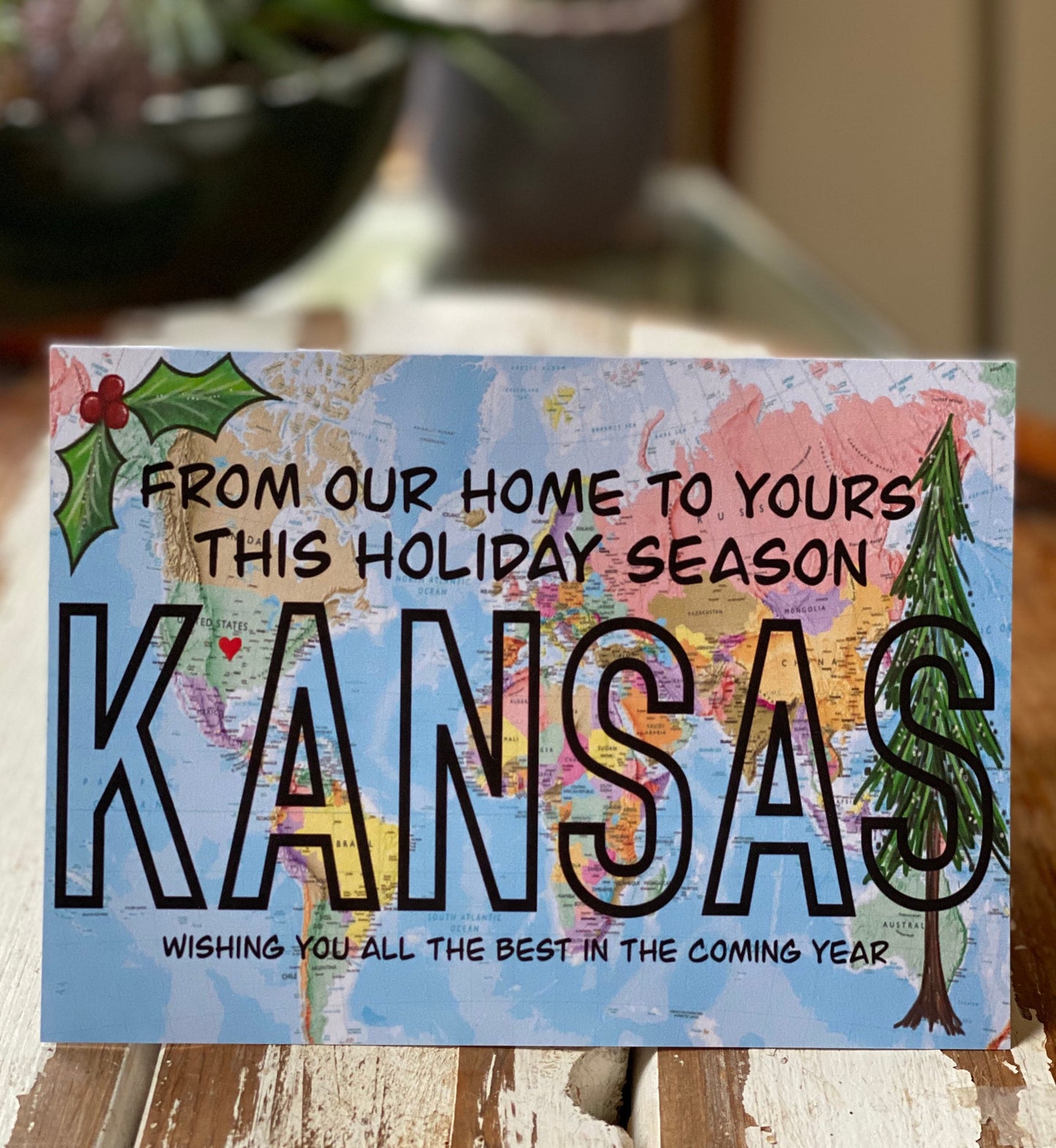 World Map Holiday Card from KANSAS