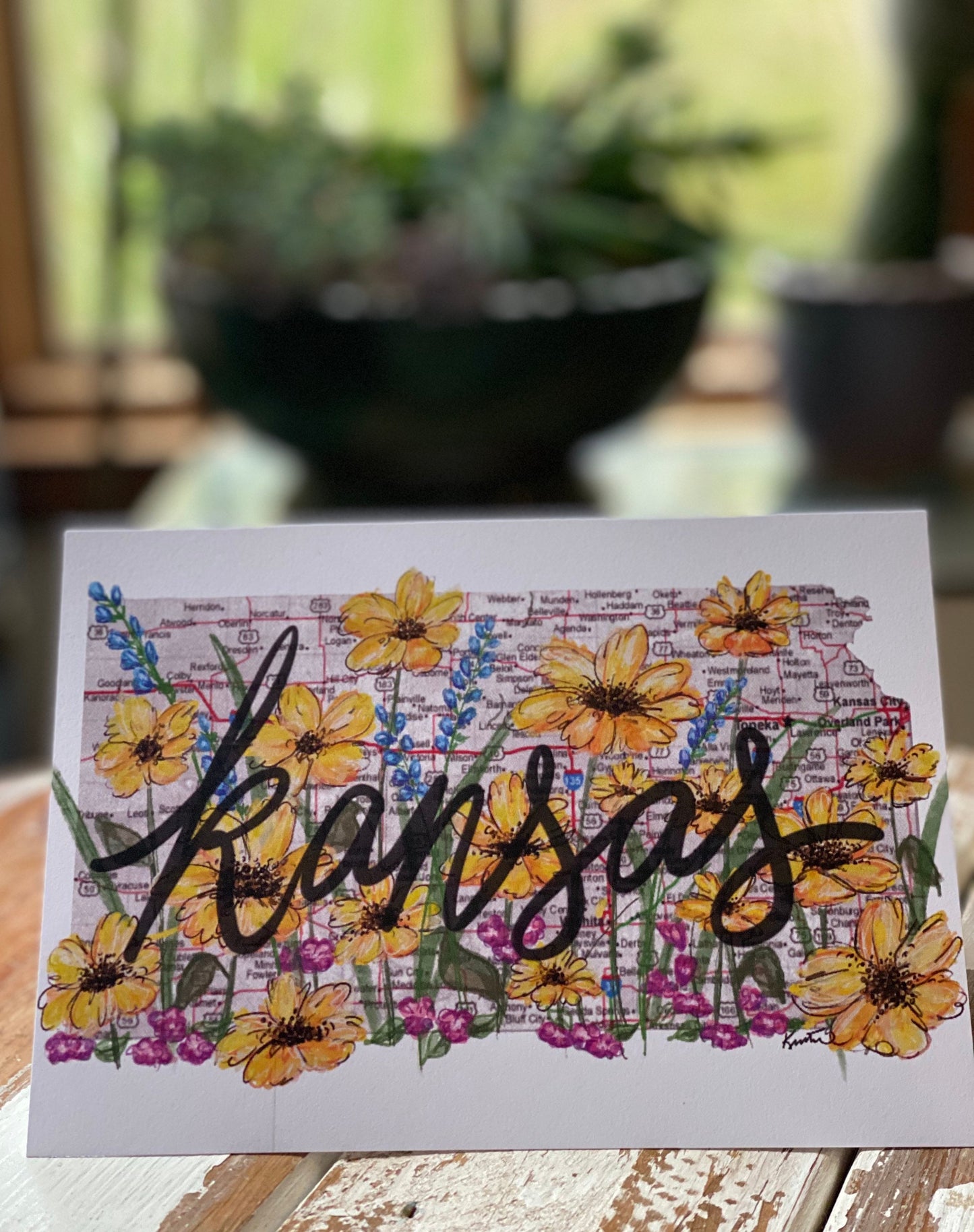 Painted Kansas Wildflowers greeting card