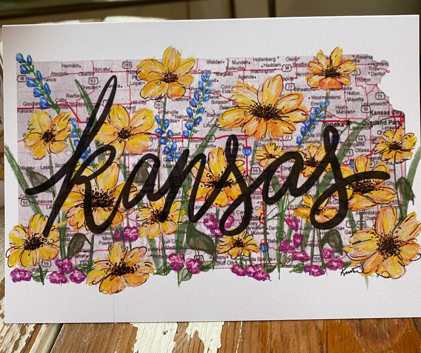 Painted Kansas Wildflowers greeting card