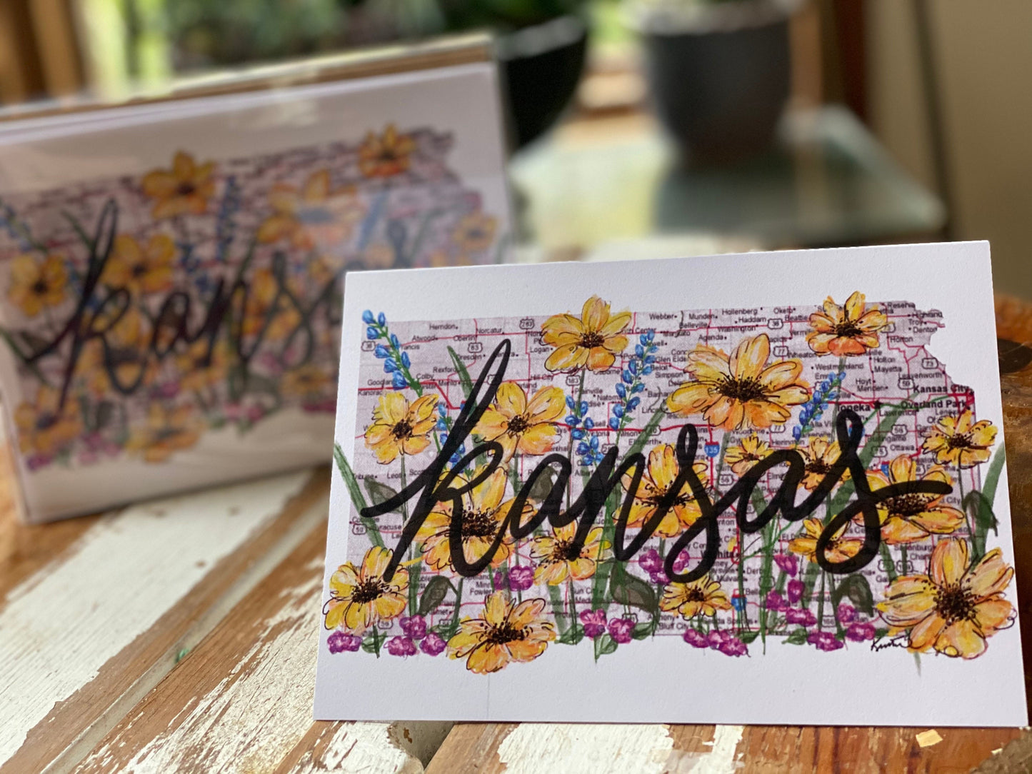 Painted Kansas Wildflowers greeting card