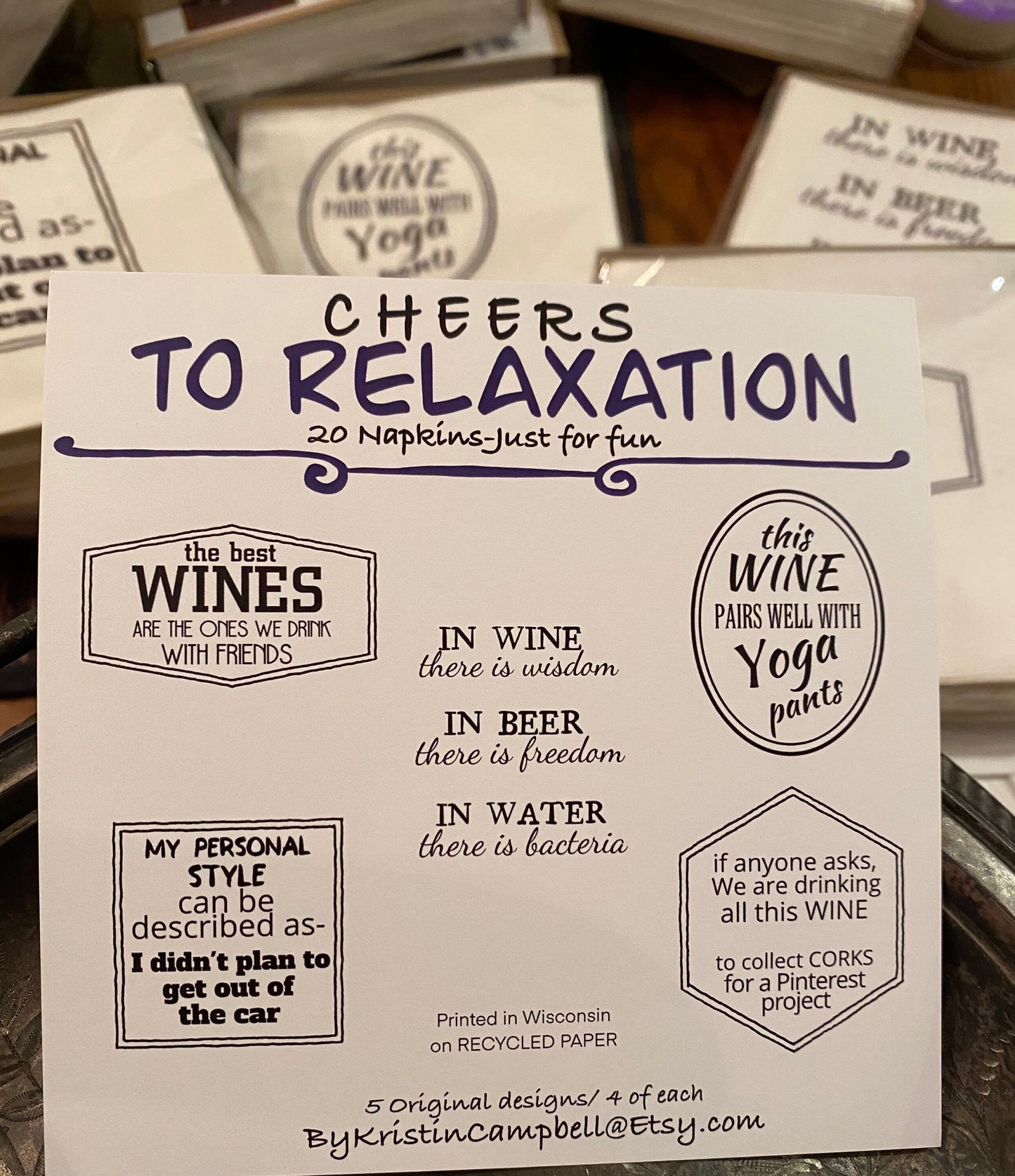 "Cheers to Relaxation" Cocktail Napkins