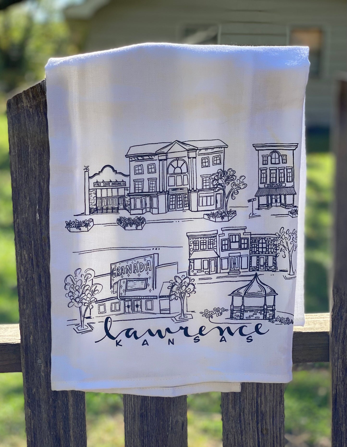 Sights of Lawrence kitchen towel