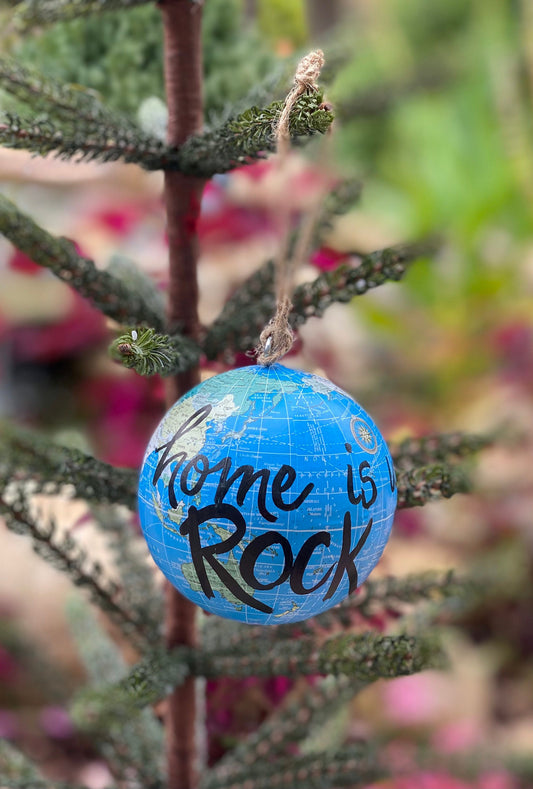 "Home is where you Rock Chalk" Globe ornament