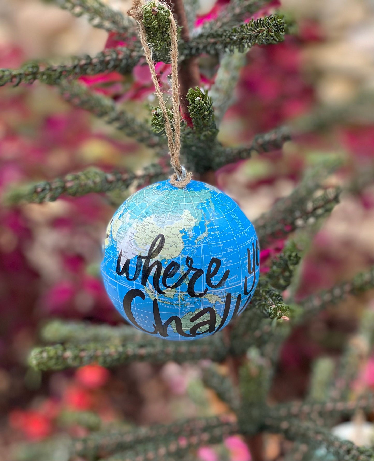 "Home is where you Rock Chalk" Globe ornament