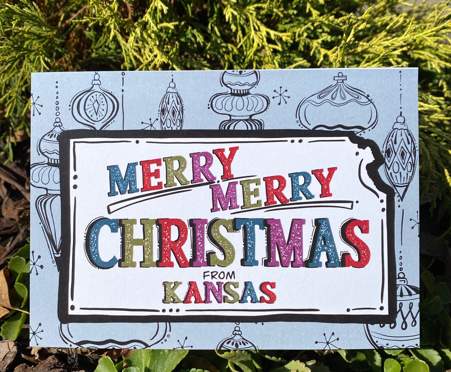 Kansas Retro Ornaments Holiday Card