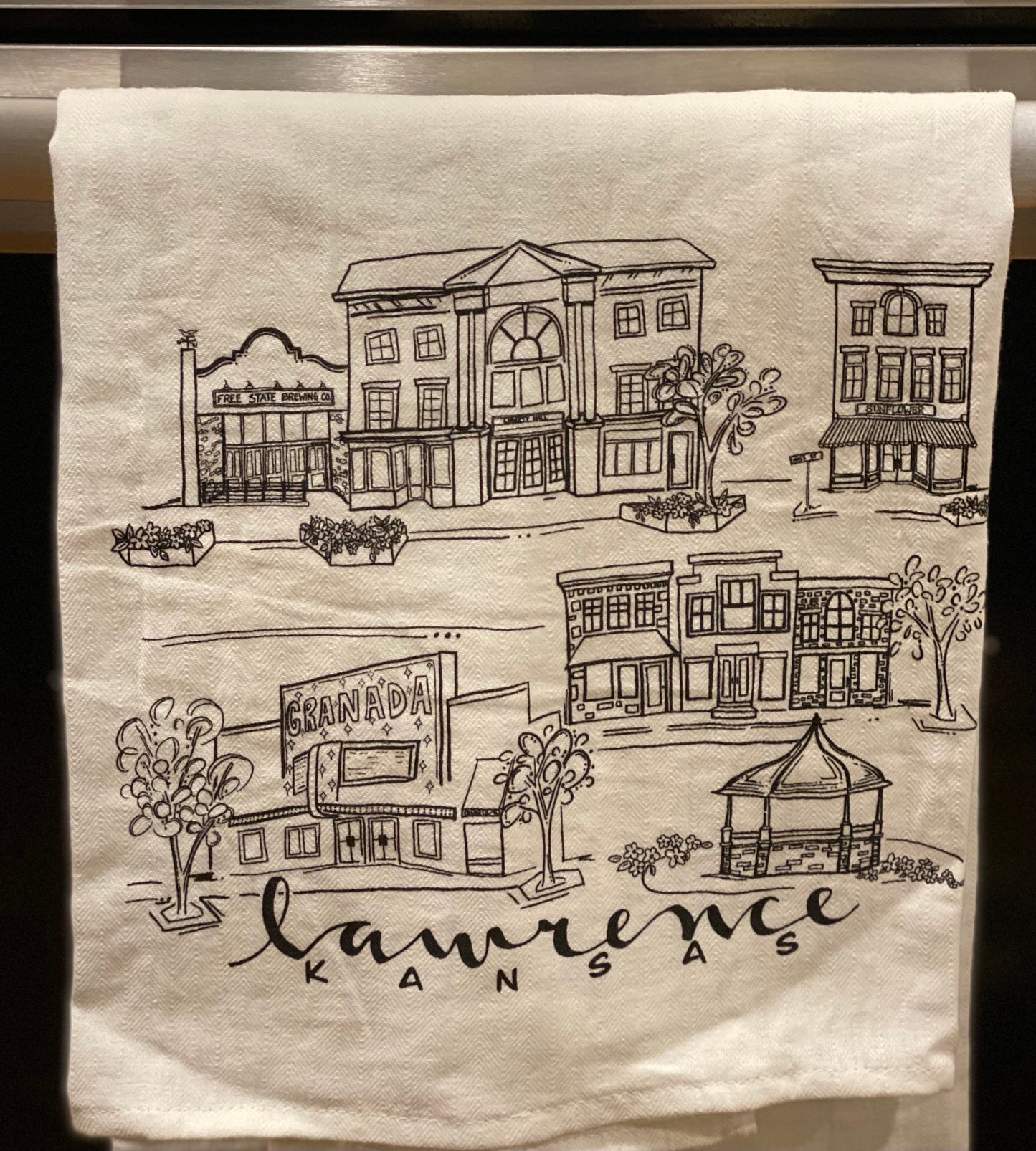 Sights of Lawrence kitchen towel