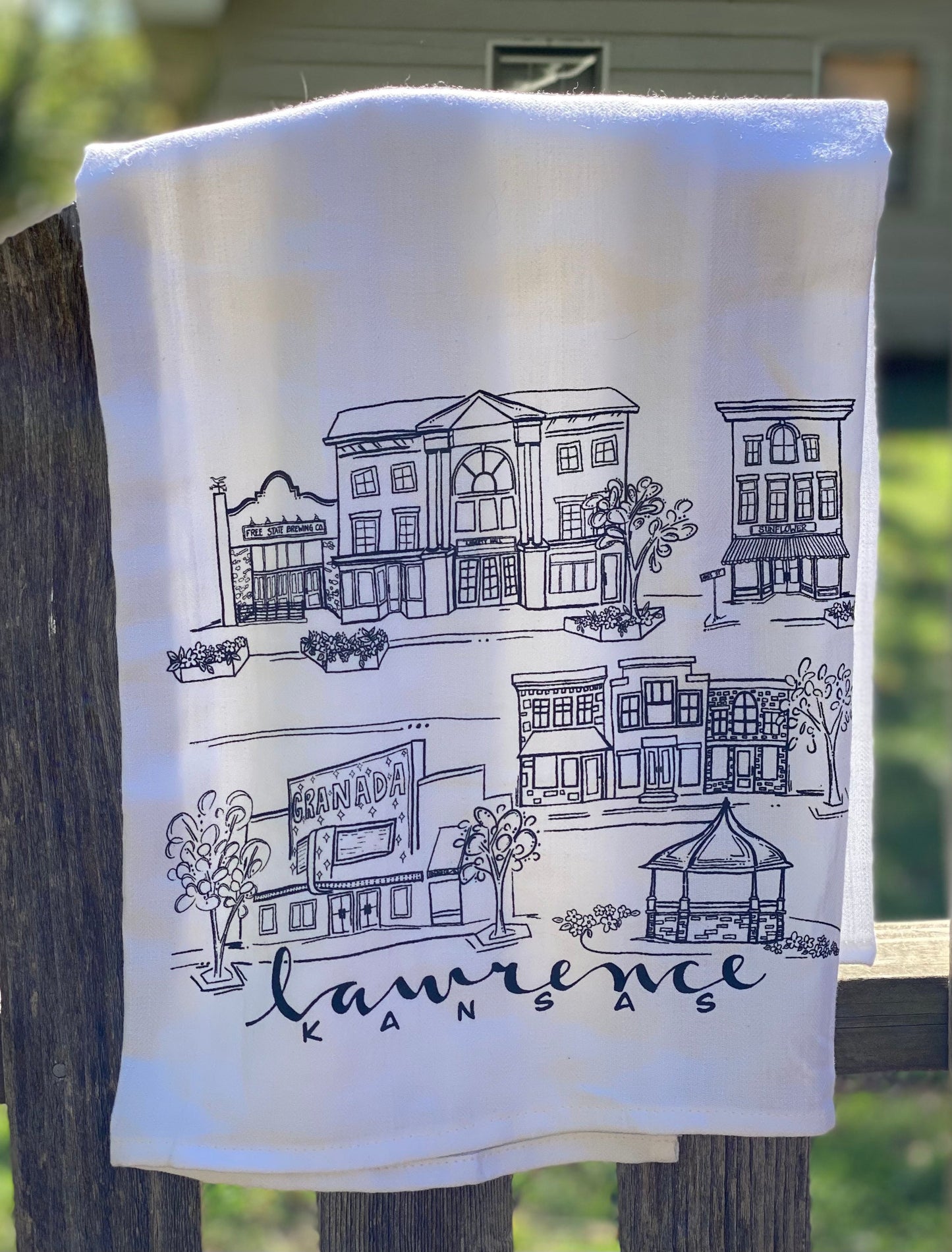 Sights of Lawrence kitchen towel