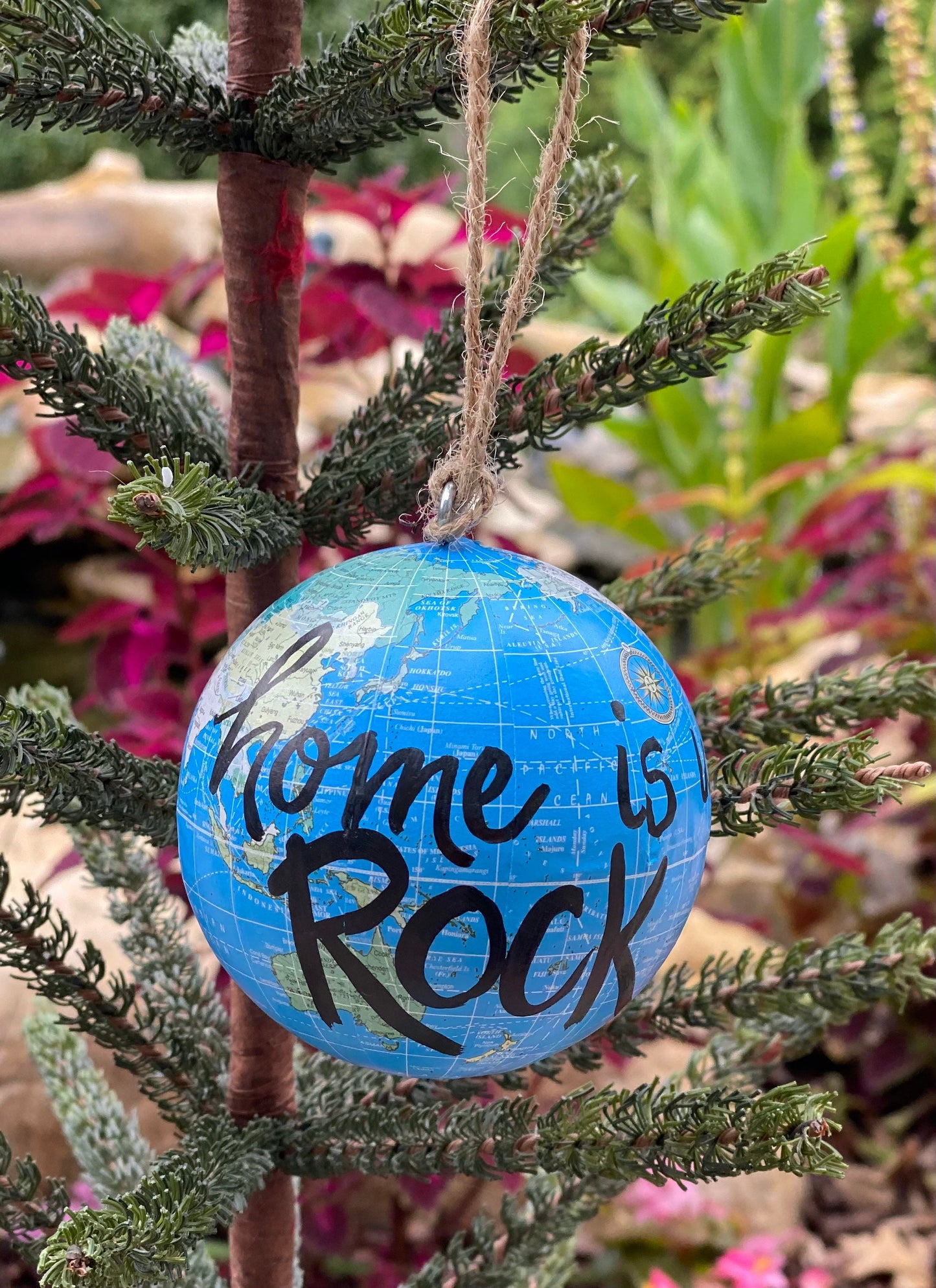 "Home is where you Rock Chalk" Globe ornament