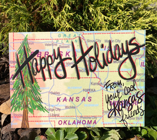 "Happy Holidays from your Cool Kansas Friends" greeting card