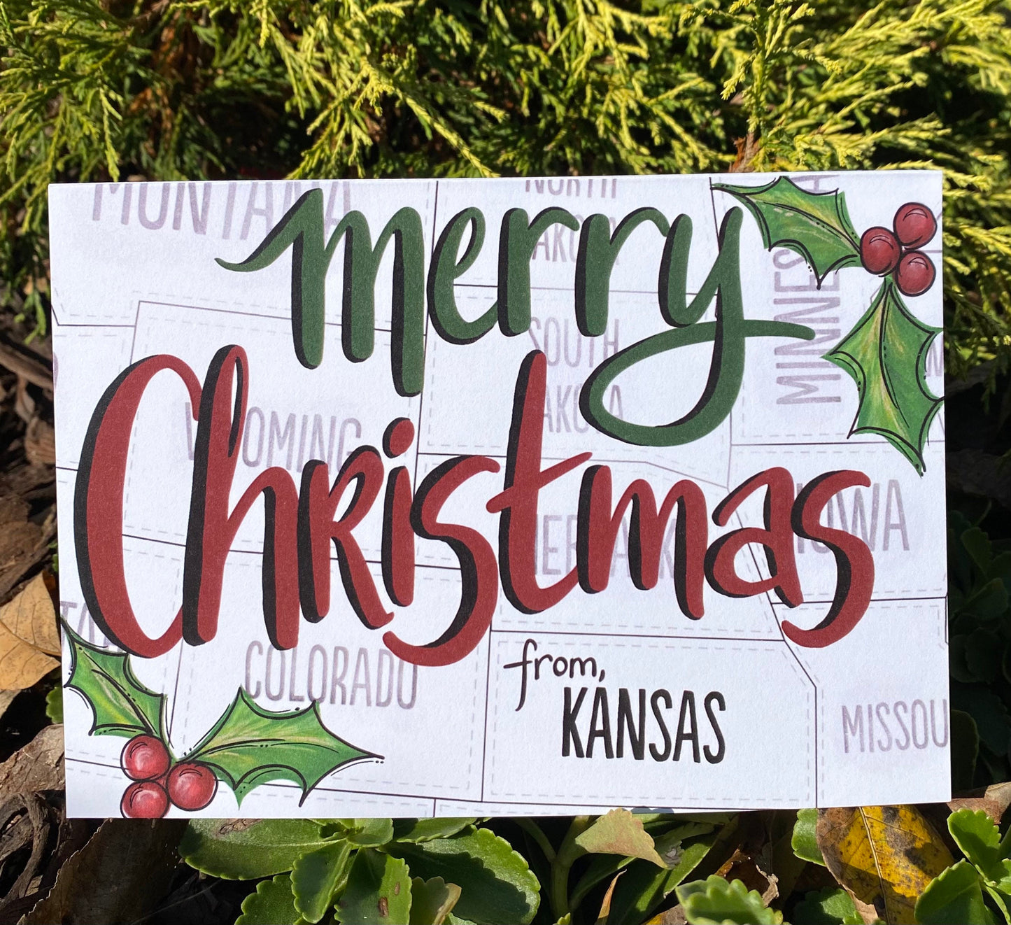 "Merry Christmas from Kansas" greeting card