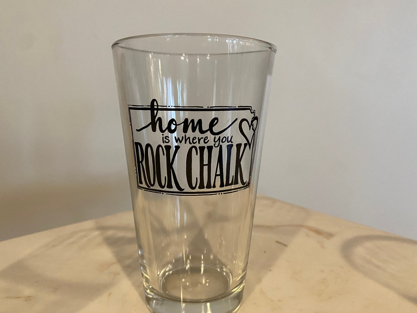 "Home is Where you Rock Chalk" Kansas Pint Glass