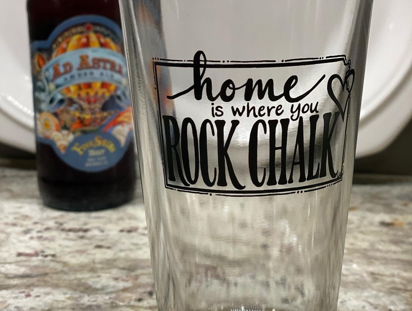 "Home is Where you Rock Chalk" Kansas Pint Glass