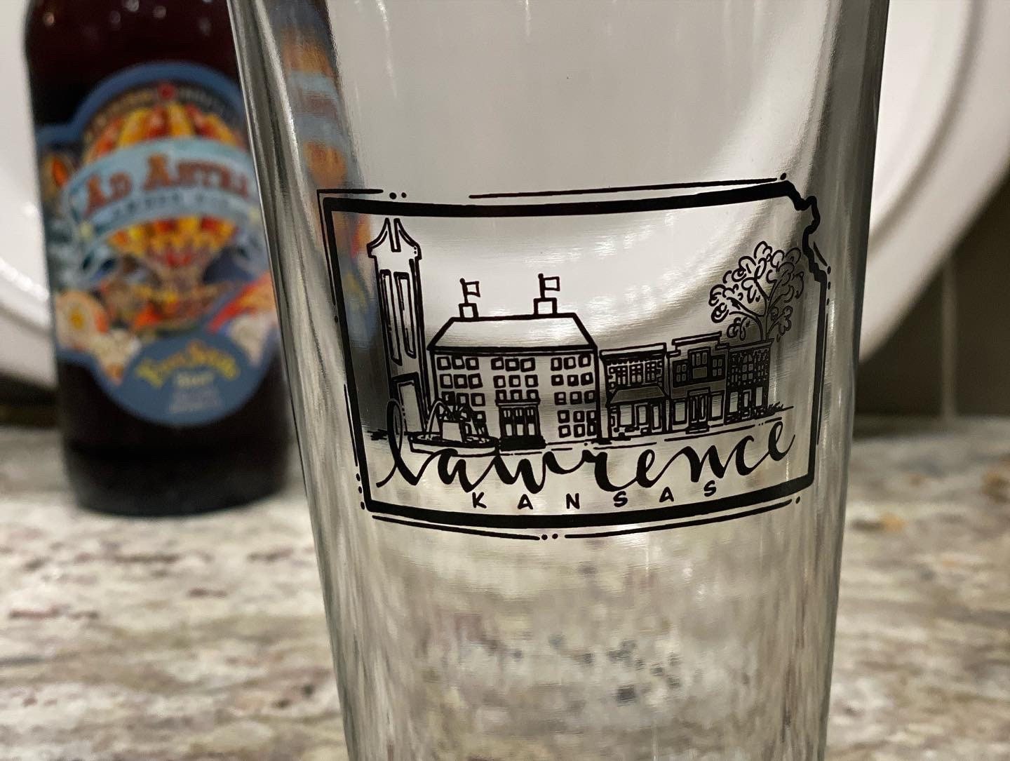 Lawrence Skyline Kansas pint glass