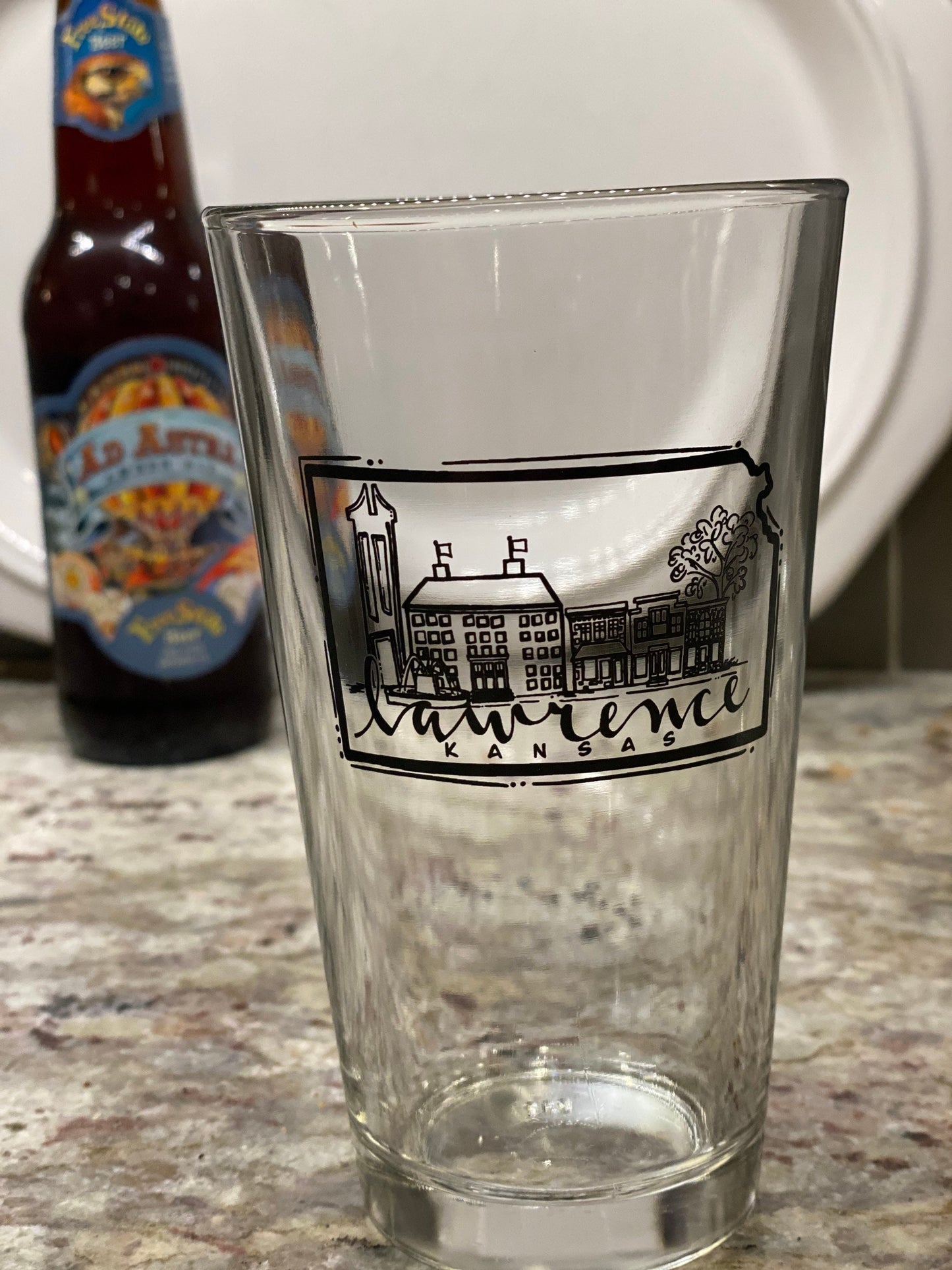 Lawrence Skyline Kansas pint glass