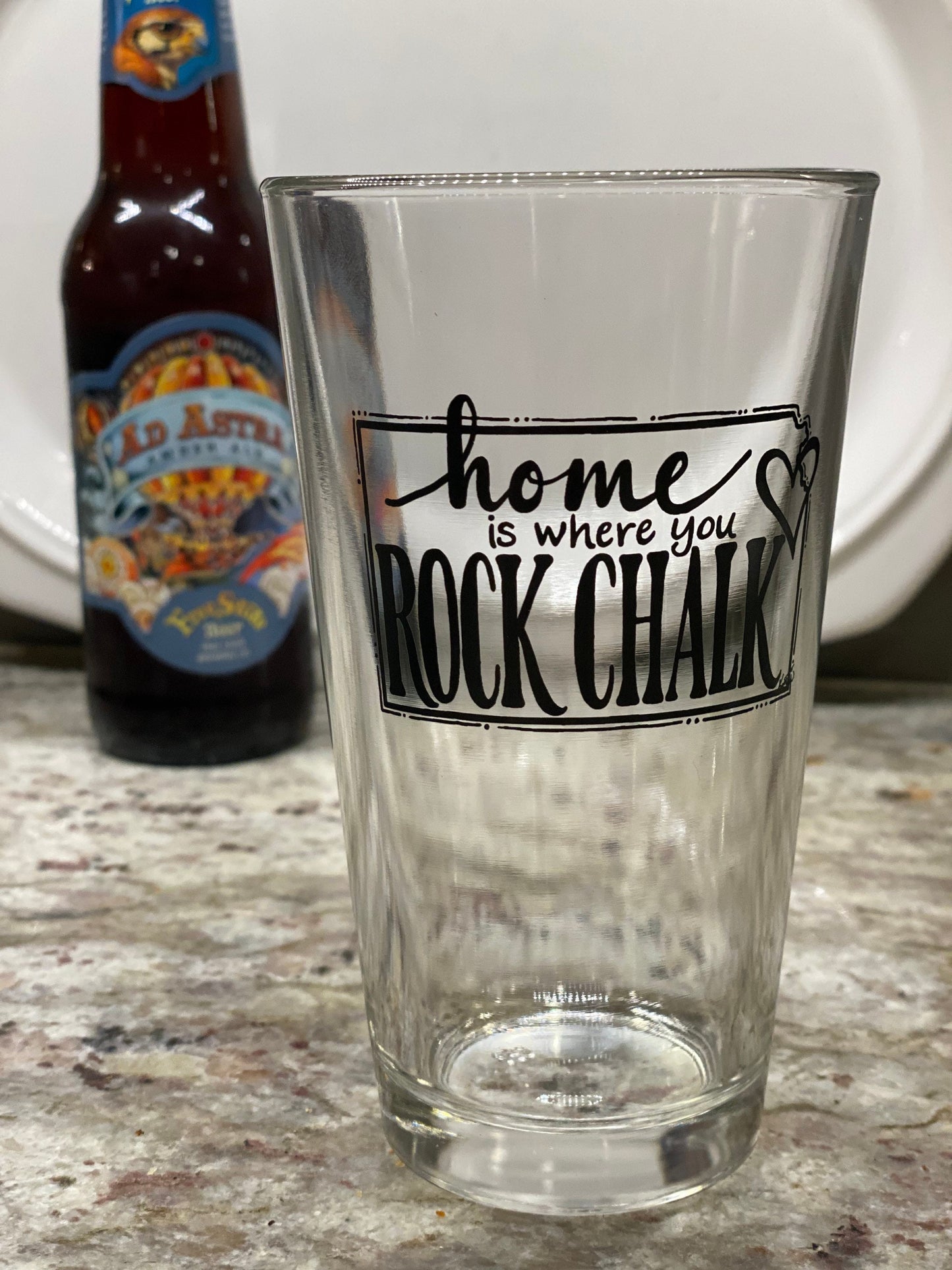 "Home is Where you Rock Chalk" Kansas Pint Glass