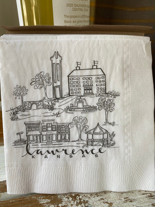 "Cheers to Lawrence, Kansas" Cocktail Napkins