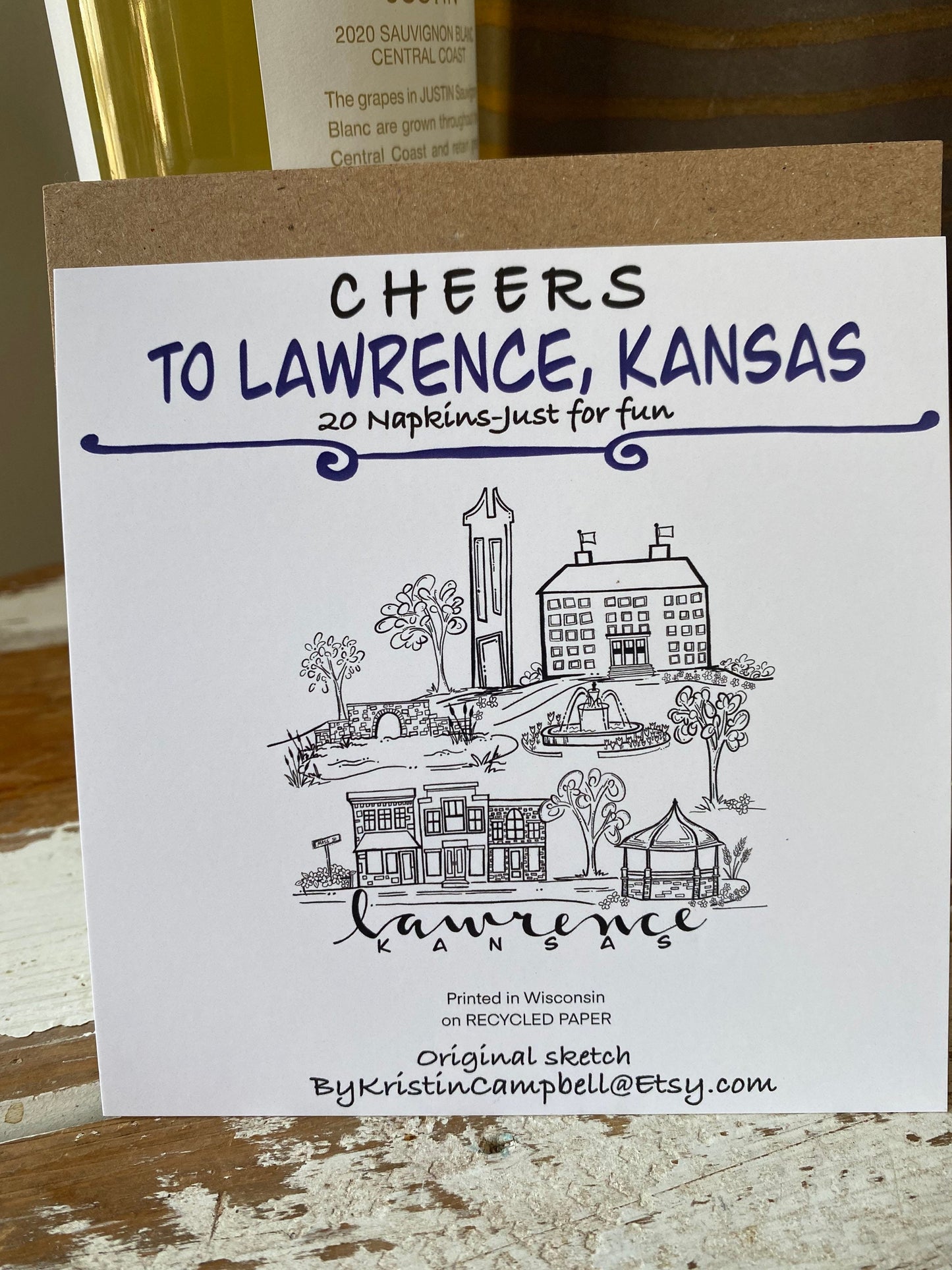 "Cheers to Lawrence, Kansas" Cocktail Napkins