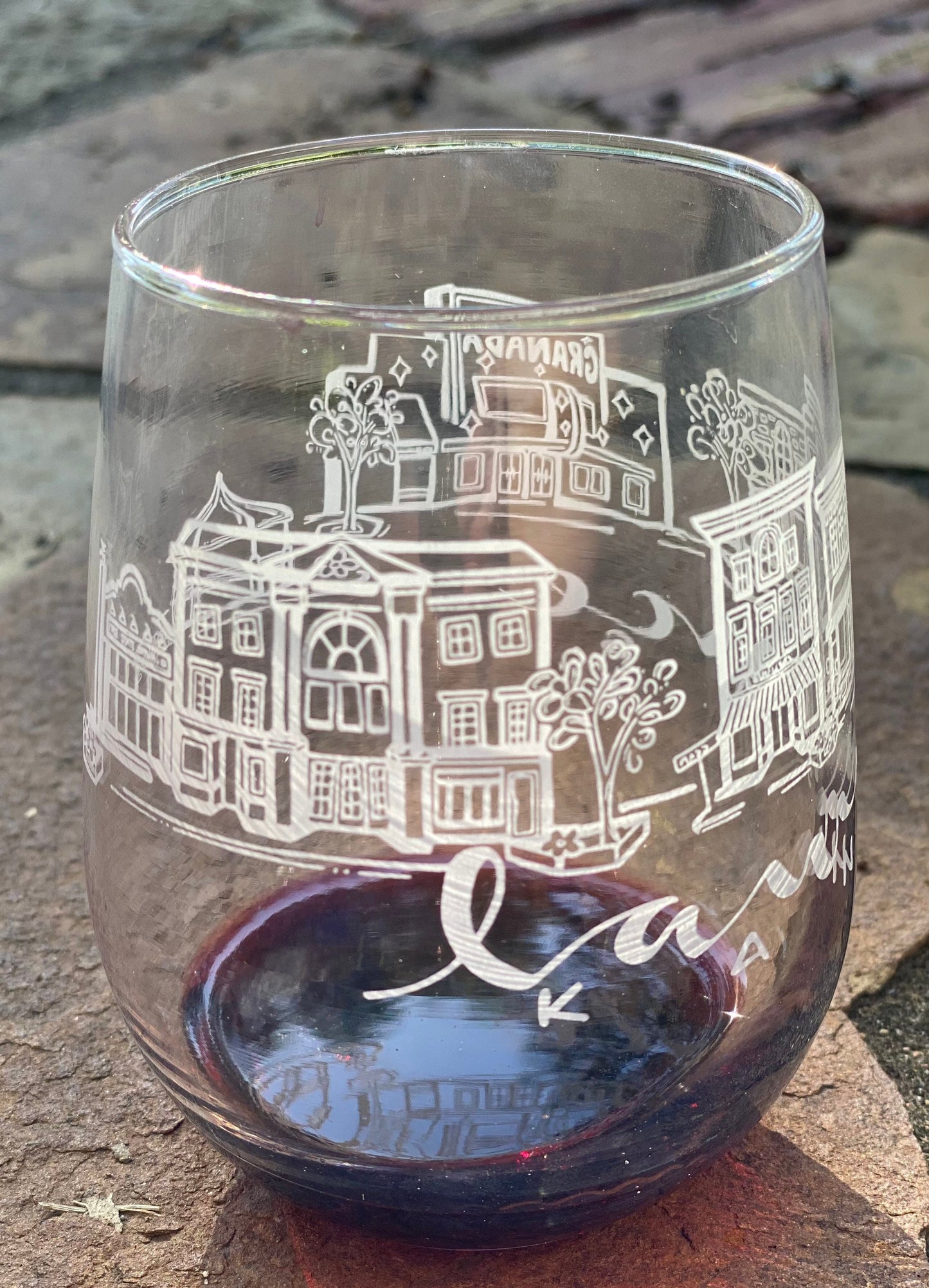 Lawrence Downtown White Stemless Wine Glass