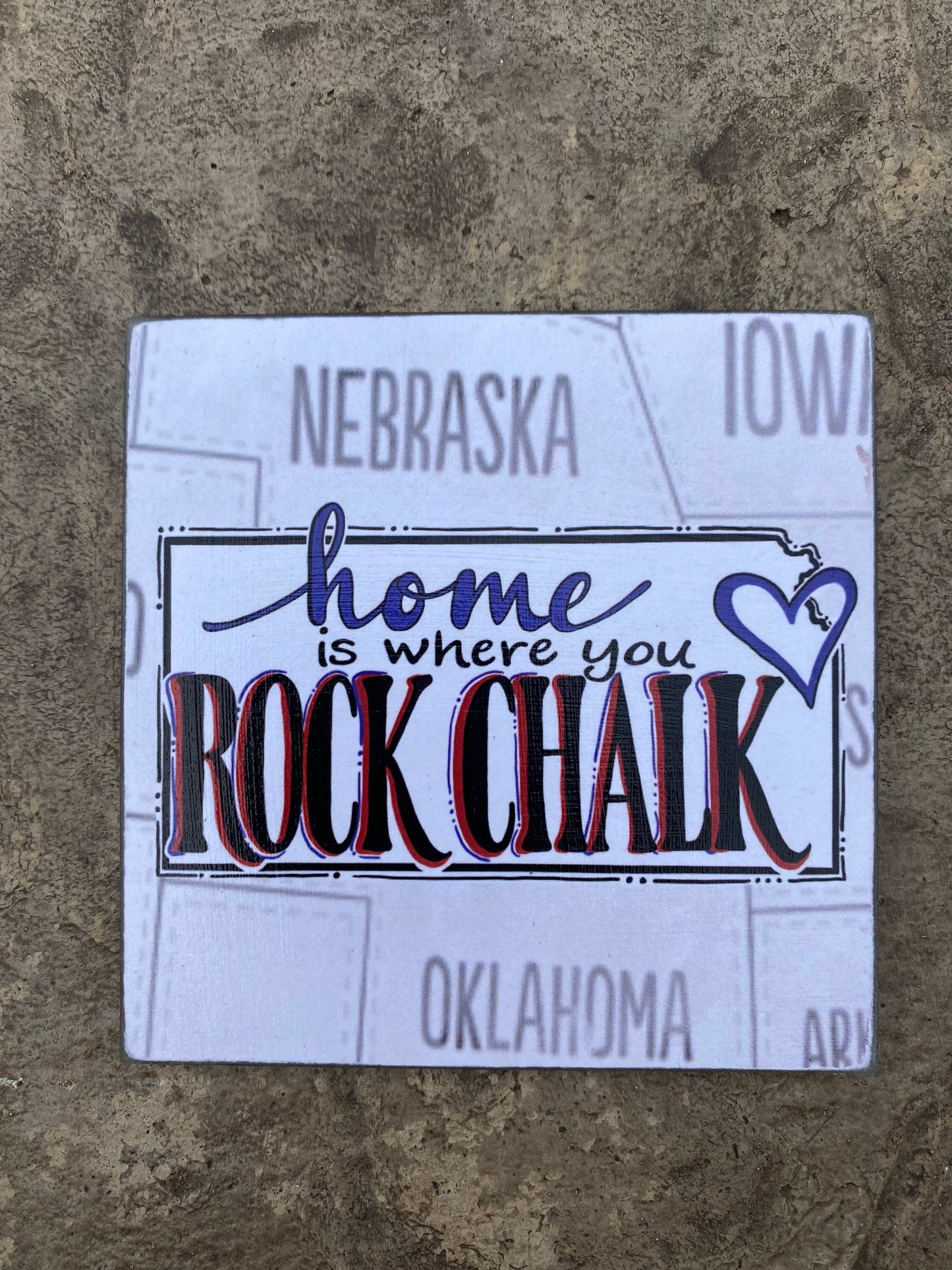 "Home is where you Rock Chalk" glass coaster